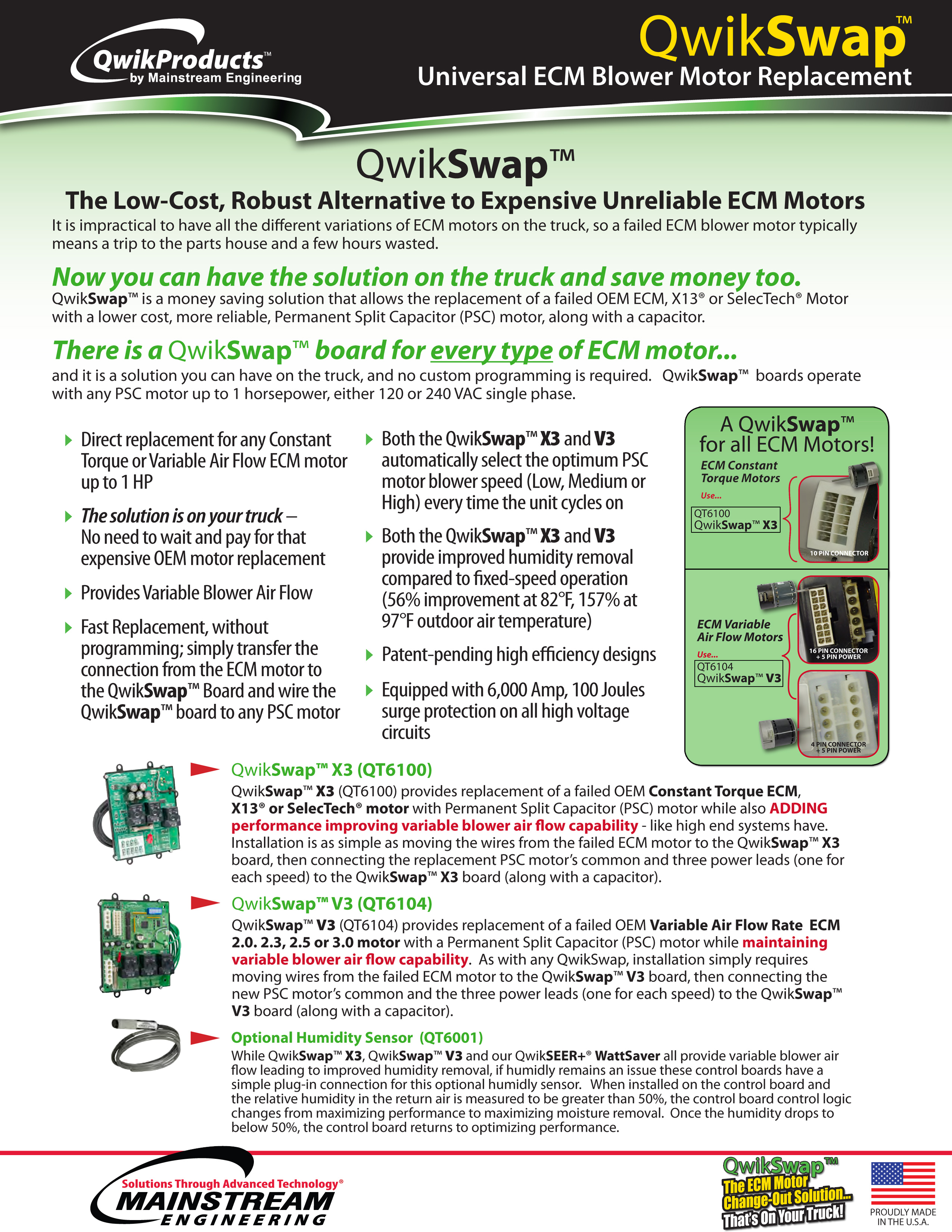 QwikSwap Universal ECM Constant Torque Blower Motor Board, QT6100